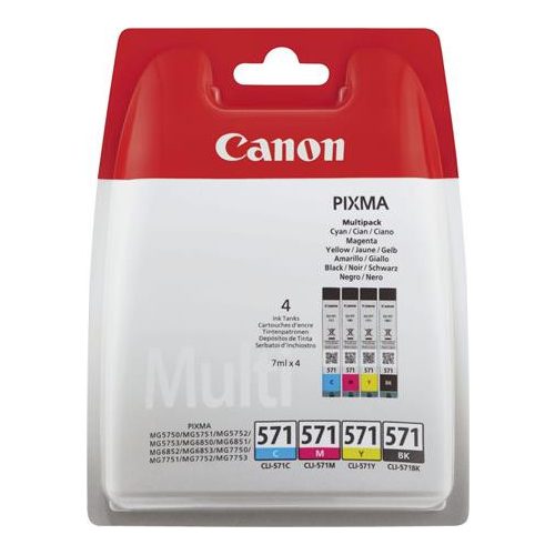 CLI-571KIT Tintapatron multipack Pixma MG 5700, 6800, 7700 nyomtatókhoz, CANON, b+c+m+y, 4*7ml