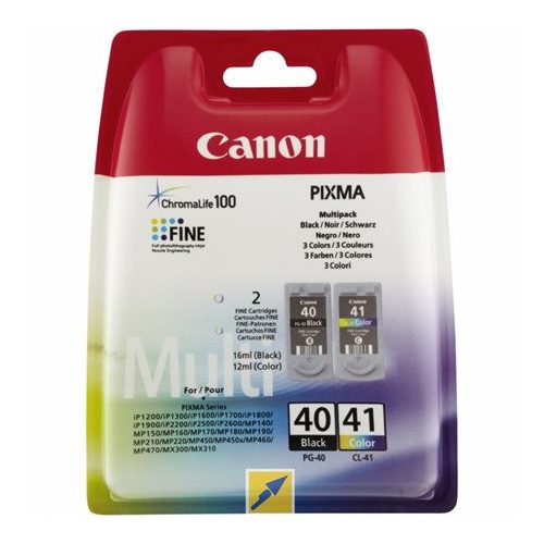 PG-40/CL-41 Tintapatron multipack Pixma iP1300, 1600, 1700 nyomtatókhoz, CANON, fekete,színes, 16ml+12ml