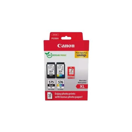 PG575XL/CL576XL Tintapatron multipack + GP501 fotópapír, Pixma TR4750i nyomtatóhoz, CANON, b+c+m+y, 400+300 o. + 50 ív