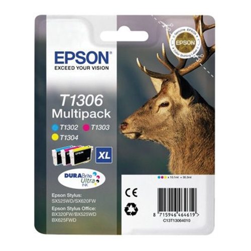 T13064010 Tintapatron multipack Stylus 525WD nyomtatóhoz, EPSON, c+m+y, 30,3ml