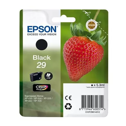 C13T29814010 Tintapatron XP235/332 nyomtatókhoz, EPSON, fekete, 5,3ml