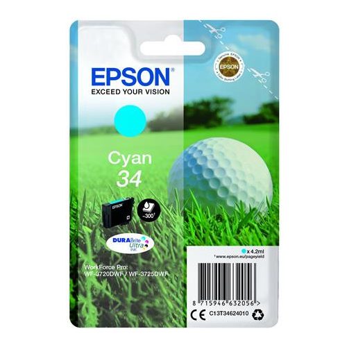 T34624010 Tintapatron WorkForce WF-3720DWF nyomtatóhoz, EPSON, cián, 4,2 ml