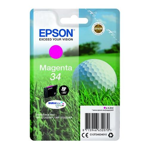 T34634010 Tintapatron WorkForce WF-3720DWF nyomtatóhoz, EPSON, magenta, 4,2 ml