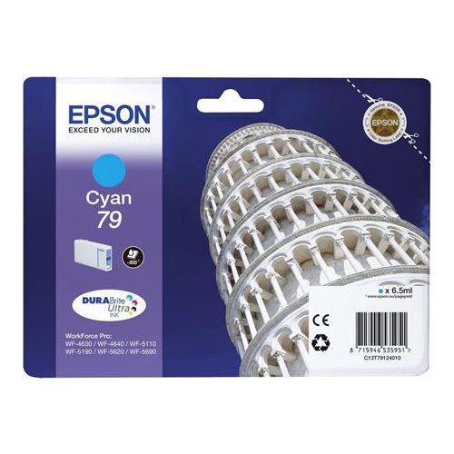T79124010 Tintapatron Workforce Pro WF-5110, WF-5690 nyomtatókhoz, EPSON, cián, 0,8k