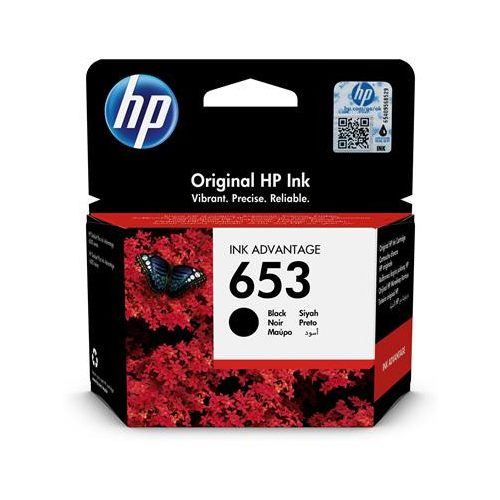 3YM75AE Tintapatron DeskJet Plus Ink Advantage 6075 All-in-One nyomtatóhoz, HP 653, fekete, 360 oldal