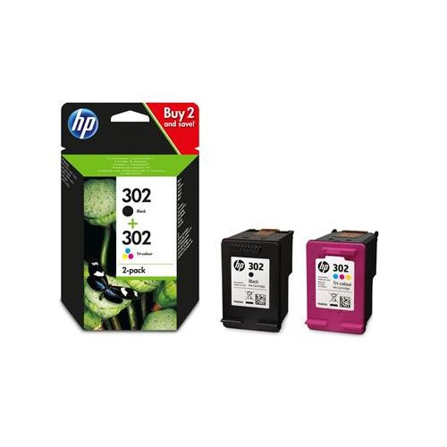 X4D37AE Tintapatron multipack DeskJet 2130 nyomtatóhoz, HP 302, fekete, színes, 190+165 oldal