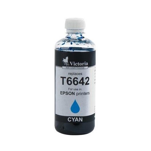 T66424 Tinta, L100, 200mfp nyomtatókhoz, VICTORIA TECHNOLOGY, cián, 100ml
