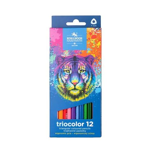 Színes ceruza készlet, háromszögletű, KOH-I-NOOR "Tigris 3132/12", 12 különböző szín