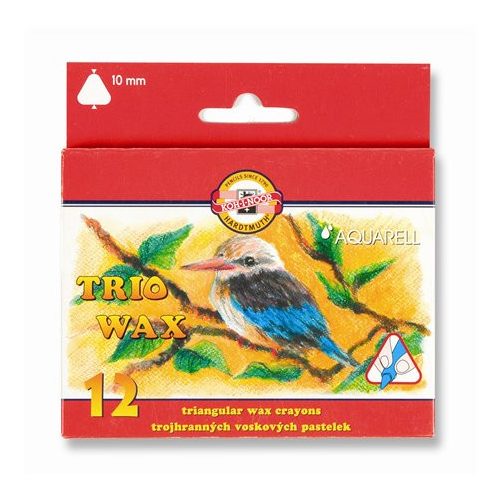 Zsírkréta, háromszögletű, KOH-I-NOOR "Aquarell", 12 különböző szín