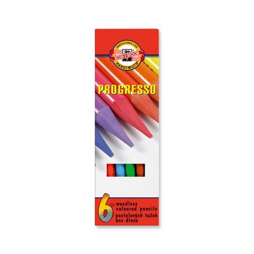 Színes ceruza készlet, henger alakú, famentes, KOH-I-NOOR "Progresso 8755/6", 6 különböző szín