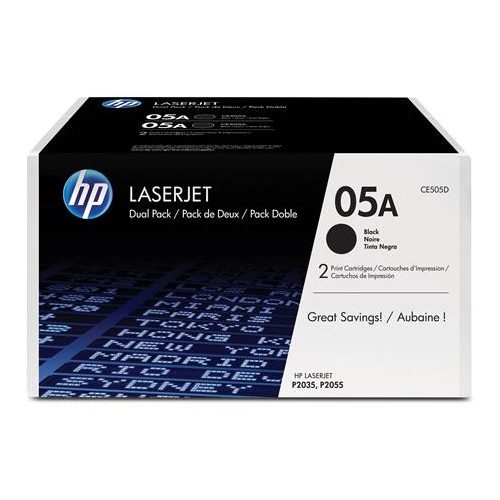 CE505D Lézertoner LaserJet P2035, P2055 nyomtatókhoz, HP 05A, fekete, 2*2,3k