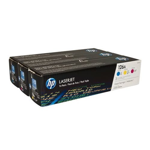 CF341A Lézertoner multipack ColorLaserJet Pro CP1025 nyomtatóhoz, HP 126A, c+m+y, 3*1k