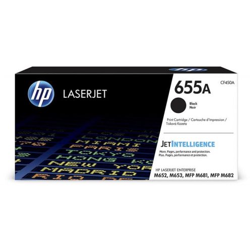 CF450A Lézertoner Color LaserJet M681, M682 nyomtatókhoz, HP 655A, fekete, 12,5k