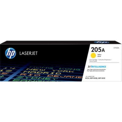 CF532A Lézertoner  HP Color Laserjet MFP M181fw nyomtatókhoz, HP 205A, sárga, 0,9k
