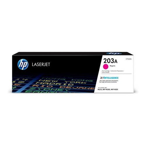 CF543A Lézertoner HP ColorLaserJet Pro MFP M280nw, MFP M281fdn, MFP M281fdw nyomtatókhoz, HP 203A, magenta, 1,3k