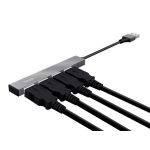 USB elosztó-HUB, 4 port, USB 2.0, TRUST "Halyx", ezüst