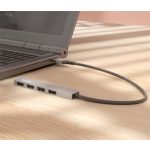 USB elosztó-HUB, 4 port, USB 2.0, TRUST "Halyx", ezüst