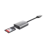 Kártyaolvasó, SD + MicroSD kártyához, USB 3.2 gen1, "TRUST Dalyx", ezüst