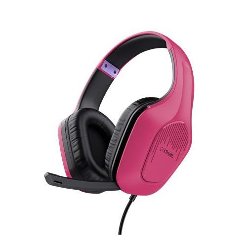 Fejhallgató, mikrofonnal, gaming, TRUST "GXT415 Zirox", rózsaszín