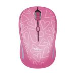 Egér, vezeték nélküli, optikai, USB, TRUST "Yvi", rózsaszín