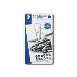   Grafitrúd készlet, fém doboz, hatszögletű, STAEDTLER "Mars Lumograph 100G" 12 különböző keménység