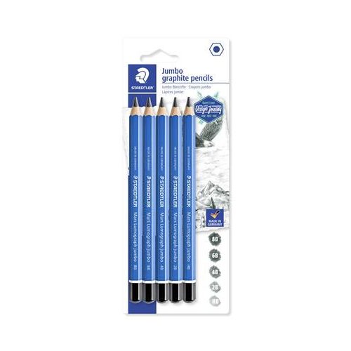 Grafitceruza készlet, jumbo, hatszögletű, STAEDTLER " Mars Lumograph Jumbo 100J", 5 különböző keménység