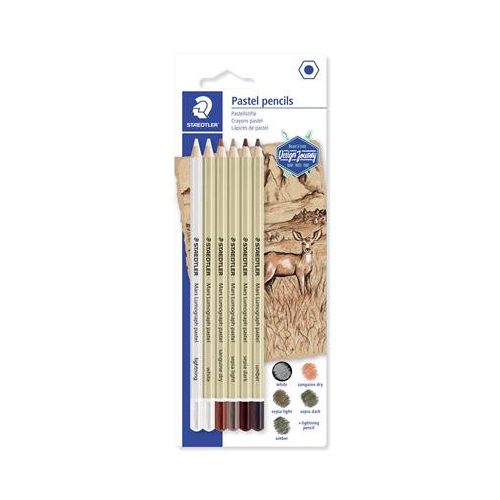 Pasztell ceruza készlet, hatszögletű, STAEDTLER "Design Journey 100P", 6 különböző szín