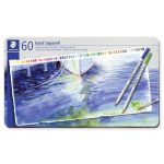Akvarell ceruza készlet, hatszögletű, fém doboz, STAEDTLER "Karat® aquarell 125", 60 különböző szín