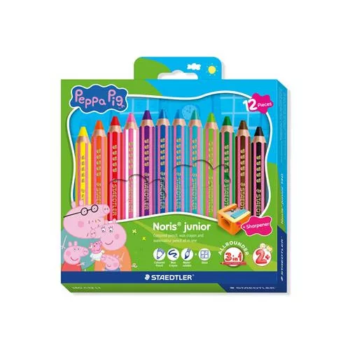Színes ceruza készlet, hatszögletű, jumbo, STAEDTLER „Noris® junior 140", Peppa malac, 12 szín