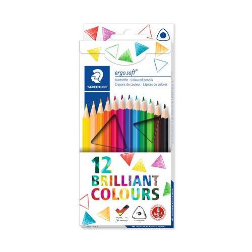 Színes ceruza készlet, háromszögletű, STAEDTLER "Ergo Soft 157", 12 különböző szín
