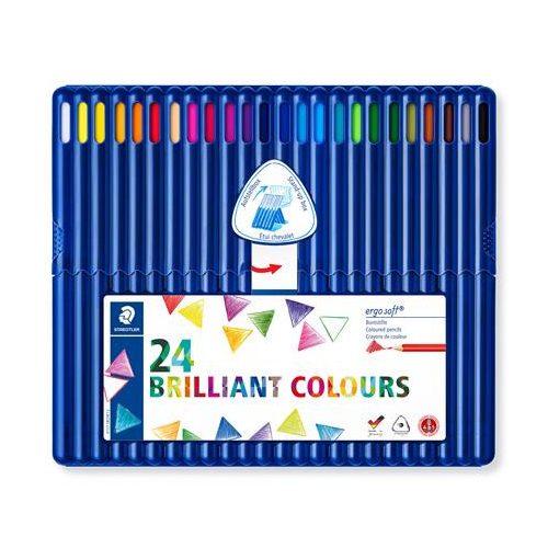 Színes ceruza készlet, háromszögletű, STAEDTLER "Ergosoft® 157", 24 különböző szín