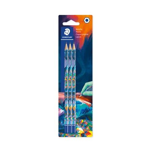 Grafitceruza készlet, HB, hatszögletű,  STAEDTLER "170 BK3-1", Multiverzum