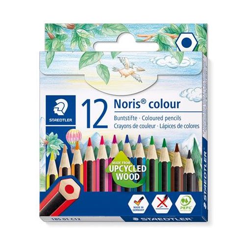 Színes ceruza készlet, hatszögletű, félhosszú, STAEDTLER "Noris Colour 185", 12 különböző szín