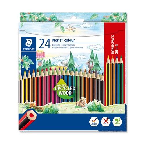 Színes ceruza készlet, hatszögletű, STAEDTLER "Noris Colour 185", 20+4 különböző szín