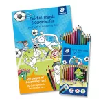 Színes ceruza készlet, hatszögletű, színezőfüzettel, STAEDTLER "Noris® Colour 185", 12 szín