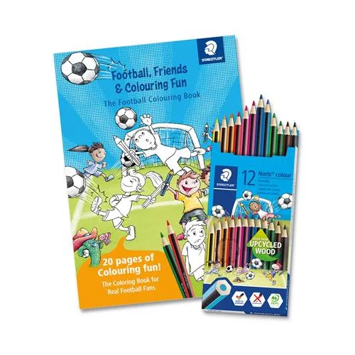 Színes ceruza készlet, hatszögletű, színezőfüzettel, STAEDTLER "Noris® Colour 185", 12 szín