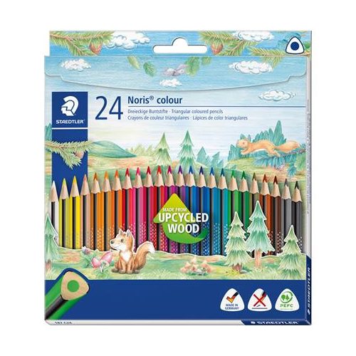 Színes ceruza készlet, háromszögletű, STAEDTLER "Noris Colour 187", 24 különböző szín