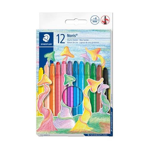 Zsírkréta, csavarós, STAEDTLER "Noris 221", 12 különböző szín