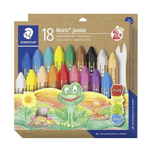 Zsírkréta, vastag, hatszögletű, STAEDTLER "Noris Junior 224", 18 különböző szín