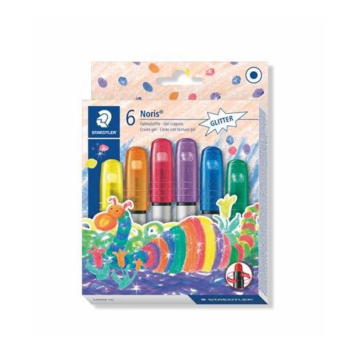 Zsírkréta, zselés, STAEDTLER "Noris 2390", 6 csillogó szín