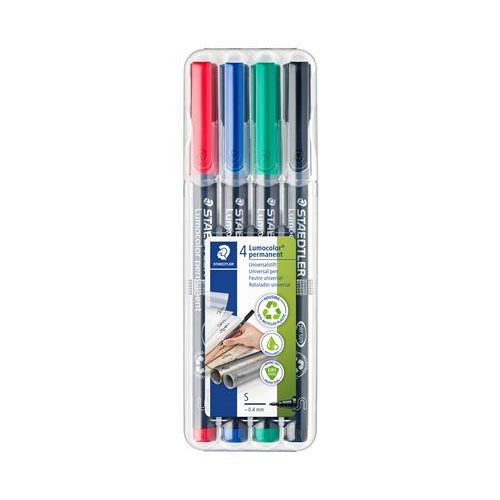 Alkoholos marker készlet, OHP, 0,4 mm, STAEDTLER "Lumocolor® 313 S", 4 különböző szín
