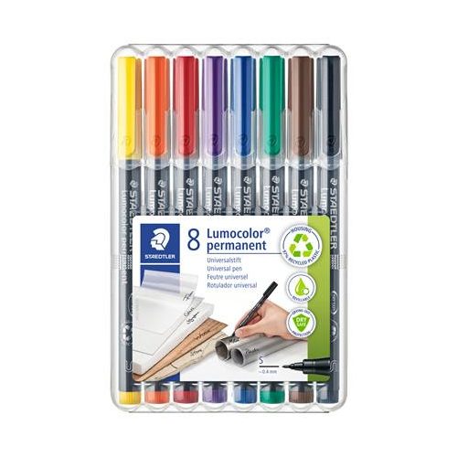 Alkoholos marker készlet, OHP, 0,4 mm, STAEDTLER "Lumocolor® 313 S", 8 különböző szín