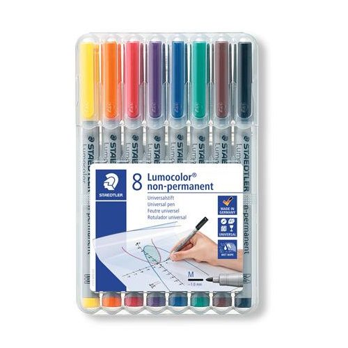 Alkoholmentes marker készlet, OHP, 1 mm, STAEDTLER "Lumocolor® 315", 8 különböző szín