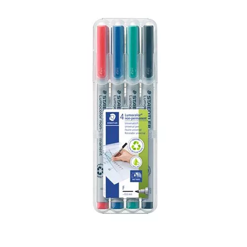 Alkoholmentes marker készlet, OHP, 0,6 mm, STAEDTLER "Lumocolor® 316 F", 4 különböző szín
