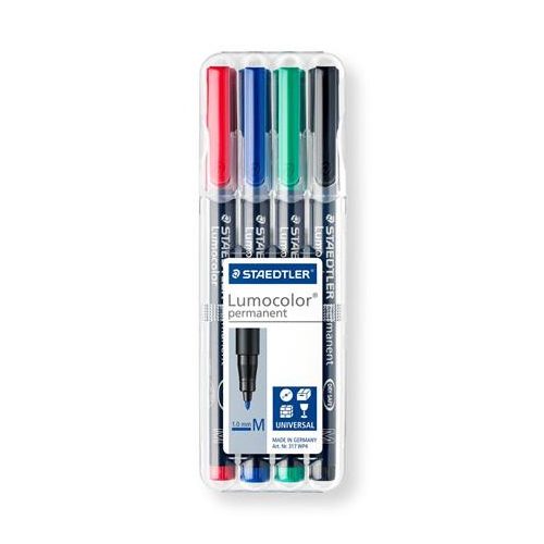 Alkoholos marker készlet, OHP, 1 mm, STAEDTLER "Lumocolor® 317 M", 4 különböző szín