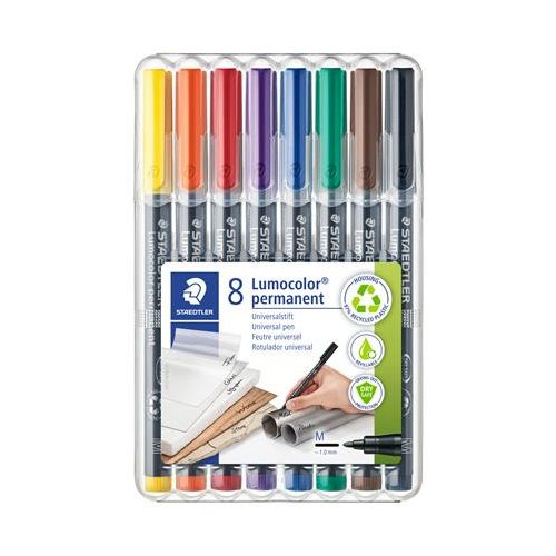 Alkoholos marker készlet, OHP, 1 mm, STAEDTLER "Lumocolor® 317 M", 8 különböző szín