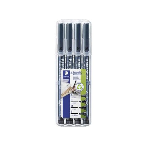 Alkoholos marker készlet, OHP, STAEDTLER "Lumocolor® 31", 4 különböző vonalvastagság, fekete