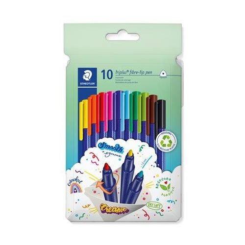 Rostirón készlet, 1 mm, STAEDTLER "Triplus 323", 10 különböző szín