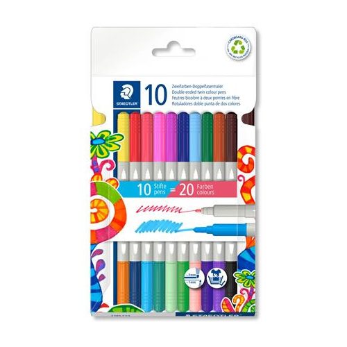 Rostirón készlet, 1/3 mm, kétvégű, STAEDTLER® "3280", 20 különböző szín