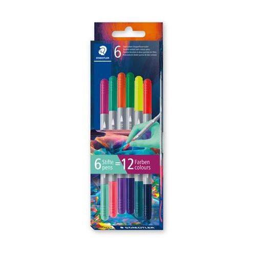 Rostirón készlet, 1/3 mm, kétvégű, kimosható, STAEDTLER® "3280", Multiverzum 1, 6 különböző szín